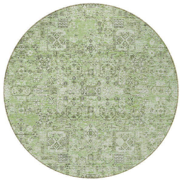 Homeroots 3' Charcoal And Silver Floral Area Rug - Washable, Indoor-outdoor, Stain Resistant, Durable Design 8' Round Polyester 578186