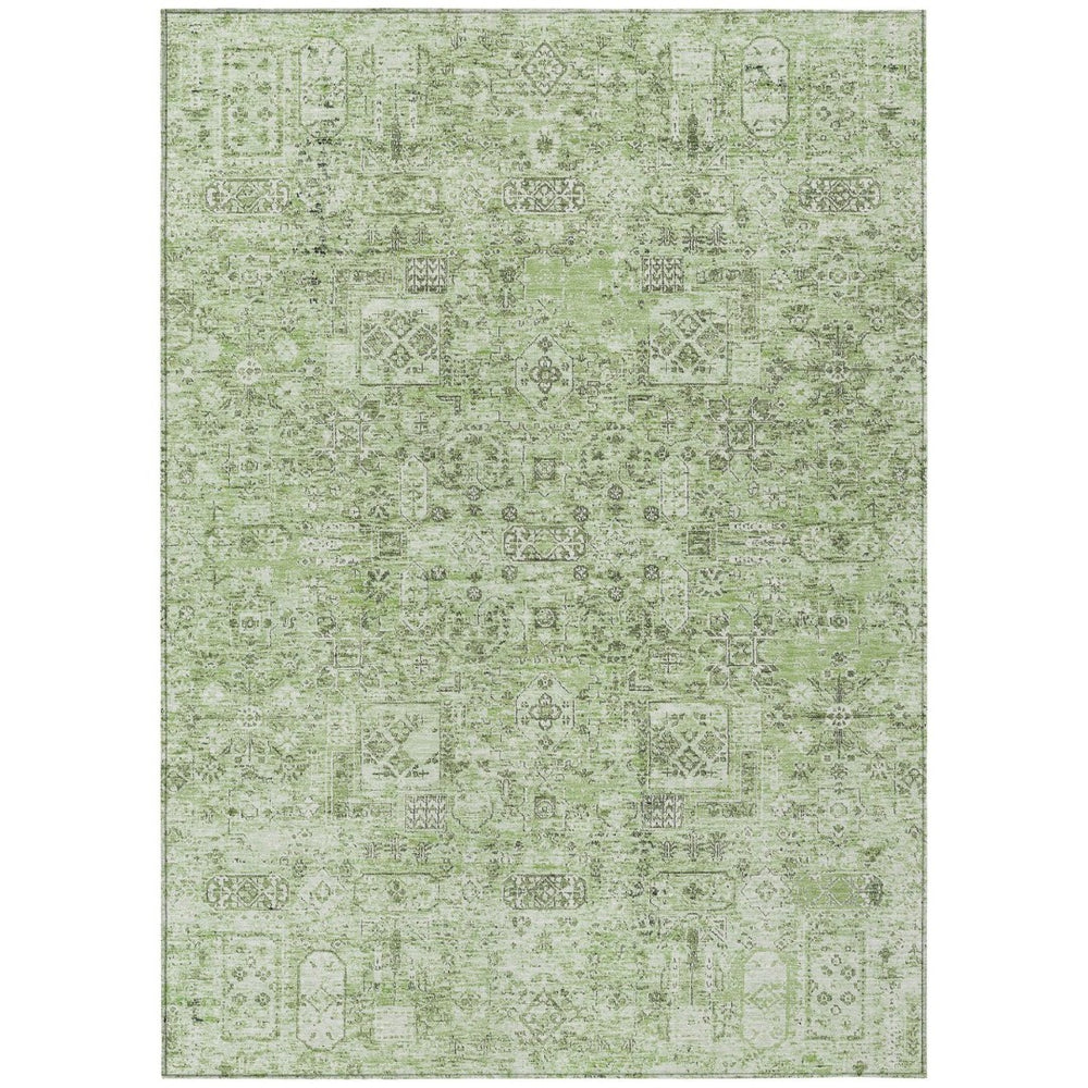 HomeRoots 9' Artichoke Green Floral Area Rug – Durable, Washable Design for Indoor & Outdoor Elegance 9' X 12' 578188