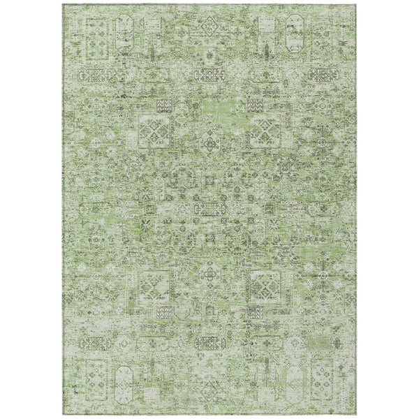 HomeRoots 9' Artichoke Green Floral Area Rug – Durable, Washable Design for Indoor & Outdoor Elegance 9' X 12' 578188