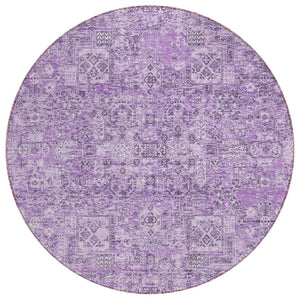 HomeRoots 5' Stylish Lilac and Purple Floral Area Rug – Durable, Washable, Indoor-Outdoor Elegance for Every Space 8' Round 578192