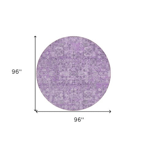 Homeroots 3' Charcoal And Silver Floral Area Rug - Washable, Indoor-outdoor, Stain Resistant, Durable Design 8' Round Polyester 578192