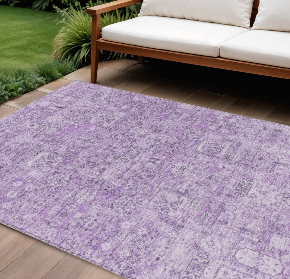HomeRoots 5' Stylish Lilac and Purple Floral Area Rug – Durable, Washable, Indoor-Outdoor Elegance for Every Space 8' X 10' 578193