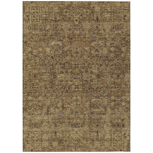 HomeRoots 5' Brown and Taupe Floral Area Rug - Durable, Machine-Washable Design for Indoor and Outdoor Use 5' X 8' 578197