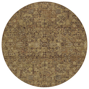 HomeRoots 5' Brown and Taupe Floral Area Rug - Durable, Machine-Washable Design for Indoor and Outdoor Use 8' Round 578198