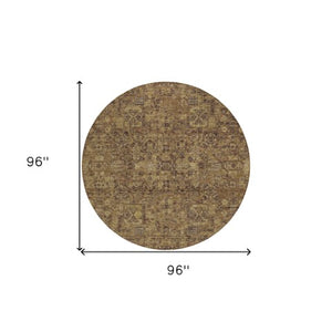 Homeroots 3' Charcoal And Silver Floral Area Rug - Washable, Indoor-outdoor, Stain Resistant, Durable Design 8' Round Polyester 578198