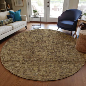 Homeroots 3' Charcoal And Silver Floral Area Rug - Washable, Indoor-outdoor, Stain Resistant, Durable Design 8' Round Polyester 578198