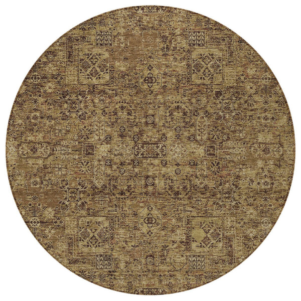 Homeroots 3' Charcoal And Silver Floral Area Rug - Washable, Indoor-outdoor, Stain Resistant, Durable Design 8' Round Polyester 578198