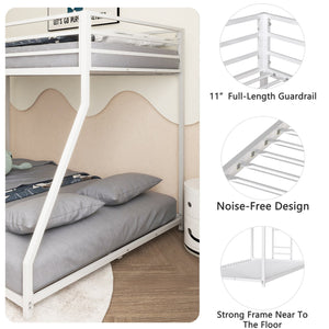 English Elm Same Adam Sturdy Twin over Full Bunk Bed Metal White for Kids & Adults — Sturdy, Squeak-Free, Safe Guardrail, Floor-Protecting Caps B083P170884