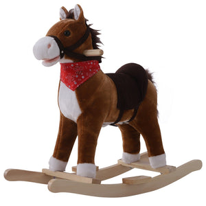 English Elm Qaba Plush Rocking Horse Toy with Galloping Sounds Sturdy Metal Frame for Toddlers W2225P217691