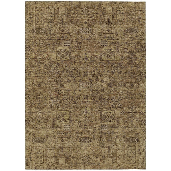 HomeRoots 5' Brown and Taupe Floral Area Rug - Durable, Machine-Washable Design for Indoor and Outdoor Use 10' X 14' 578201