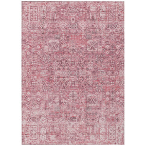 HomeRoots 5' Pink Blush and Charcoal Floral Area Rug - Stylish, Washable, Durable for Indoor & Outdoor Spaces 5' X 8' 578203