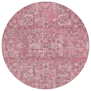 HomeRoots 5' Pink Blush and Charcoal Floral Area Rug - Stylish, Washable, Durable for Indoor & Outdoor Spaces 8' Round 578204