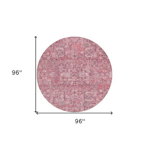 Homeroots 3' Charcoal And Silver Floral Area Rug - Washable, Indoor-outdoor, Stain Resistant, Durable Design 8' Round Polyester 578204