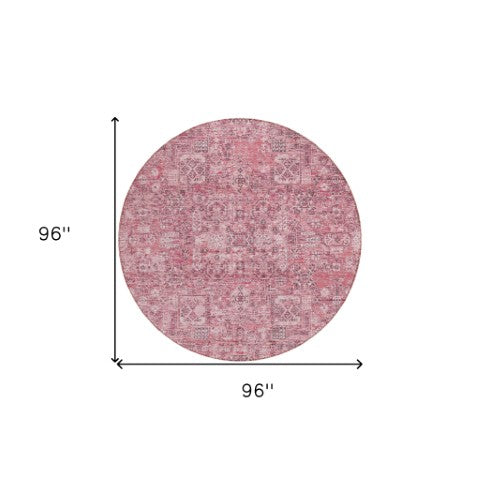 Homeroots 3' Charcoal And Silver Floral Area Rug - Washable, Indoor-outdoor, Stain Resistant, Durable Design 8' Round Polyester 578204