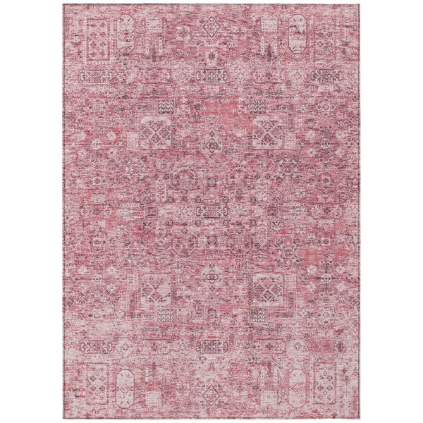 HomeRoots 5' Pink Blush and Charcoal Floral Area Rug - Stylish, Washable, Durable for Indoor & Outdoor Spaces 8' X 10' 578205