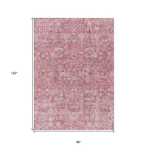 Homeroots 3' Charcoal And Silver Floral Area Rug - Washable, Indoor-outdoor, Stain Resistant, Durable Design 8' X 10' Polyester 578205