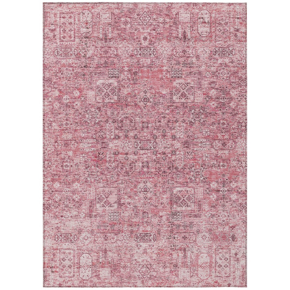 HomeRoots 5' Pink Blush and Charcoal Floral Area Rug - Stylish, Washable, Durable for Indoor & Outdoor Spaces 10' X 14' 578207