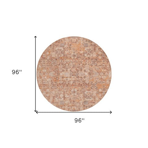 Homeroots 3' Charcoal And Silver Floral Area Rug - Washable, Indoor-outdoor, Stain Resistant, Durable Design 8' Round Polyester 578210