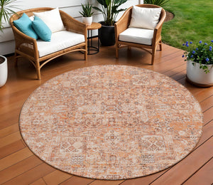 Homeroots 3' Charcoal And Silver Floral Area Rug - Washable, Indoor-outdoor, Stain Resistant, Durable Design 8' Round Polyester 578210