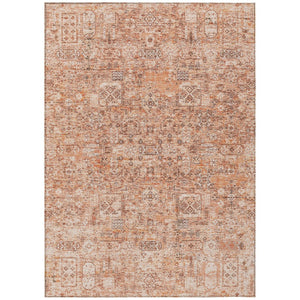 HomeRoots 5' Salmon Orange and Gray Floral Area Rug - Durable, Washable Design for Indoor and Outdoor Spaces 10' X 14' 578213