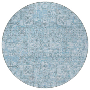 Homeroots 3' Charcoal And Silver Floral Area Rug - Washable, Indoor-outdoor, Stain Resistant, Durable Design 8' Round Polyester 578216