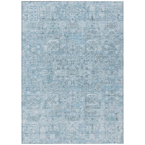 HomeRoots 9' Sky Blue and Denim Floral Indoor/Outdoor Rug - Soft, Durable, Machine Washable, Stylish Decor Solution 9' X 12' 578218