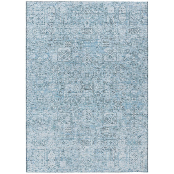 HomeRoots 9' Sky Blue and Denim Floral Indoor/Outdoor Rug - Soft, Durable, Machine Washable, Stylish Decor Solution 9' X 12' 578218