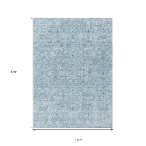 Homeroots 3' Charcoal And Silver Floral Area Rug - Washable, Indoor-outdoor, Stain Resistant, Durable Design 10' X 14' Polyester 578219