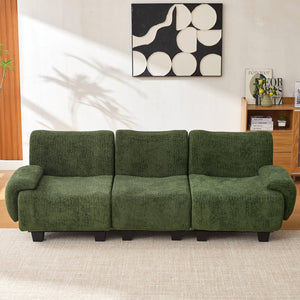 English Elm Oversized Chenille Chaise Lounge Deep Seat Sculptural Armrests Modern Living Room Retreat N763P326131F