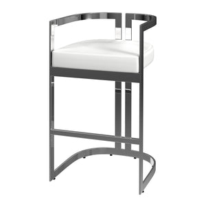 Butler Specialty Clarence Modern Faux Leather Counter Stool With Sturdy Iron Frame For Stylish Kitchen Seating White Stainless Steel,Plyboard,Foam,Faux Leather 5782220-butler