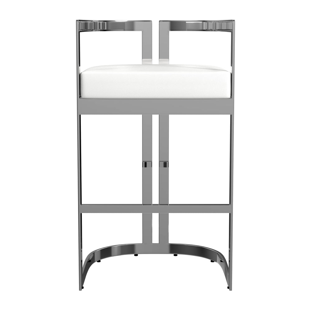 Butler Specialty Clarence Modern Faux Leather Counter Stool With Sturdy Iron Frame For Stylish Kitchen Seating White Stainless Steel,Plyboard,Foam,Faux Leather 5782220-butler