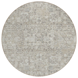 HomeRoots 5' Washable Indoor Outdoor Floral Area Rug in Taupe, Beige, and Gray - Durable, Easy-Care Design 8' Round 578222