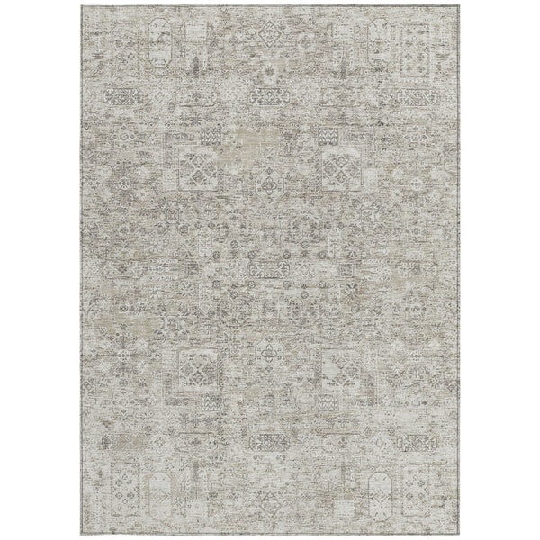 Homeroots 3' Charcoal And Silver Floral Area Rug - Washable, Indoor-outdoor, Stain Resistant, Durable Design 8' X 10' Polyester 578223