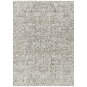 HomeRoots 5' Washable Indoor Outdoor Floral Area Rug in Taupe, Beige, and Gray - Durable, Easy-Care Design 8' X 10' 578223