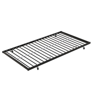English Elm Twin Metal Bunk Bed Over Full with Trundle, Side Ladder, Full Guardrail, 11" Storage, Easy Assemble W2297P397394