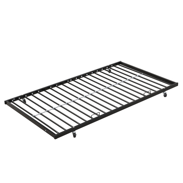 English Elm Twin Metal Bunk Bed Over Full with Trundle, Side Ladder, Full Guardrail, 11" Storage, Easy Assemble W2297P397394