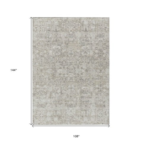 Homeroots 3' Charcoal And Silver Floral Area Rug - Washable, Indoor-outdoor, Stain Resistant, Durable Design 9' X 12' Polyester 578224