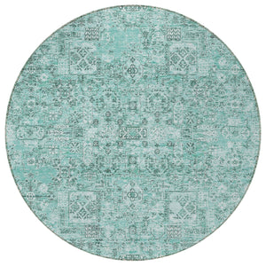 Homeroots 3' Charcoal And Silver Floral Area Rug - Washable, Indoor-outdoor, Stain Resistant, Durable Design 8' Round Polyester 578228