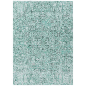 HomeRoots 5' Indoor Outdoor Teal Blue Aqua Gray Floral Area Rug - Durable, Washable, Perfect for Any Space! 8' X 10' 578229