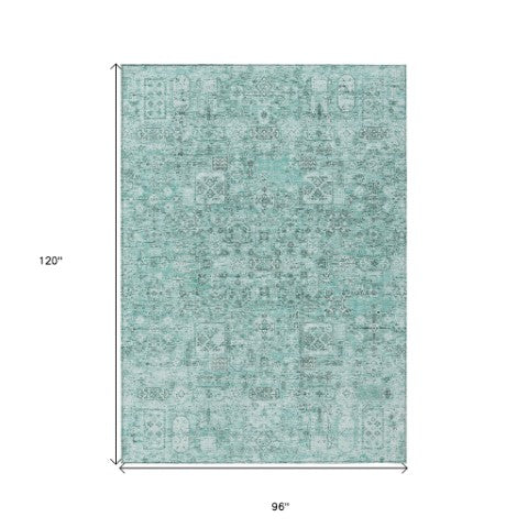 Homeroots 3' Charcoal And Silver Floral Area Rug - Washable, Indoor-outdoor, Stain Resistant, Durable Design 8' X 10' Polyester 578229