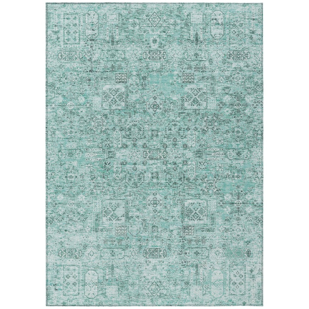 HomeRoots 9' Stunning Teal Blue Aqua Floral Area Rug – Durable, Washable, Perfect for Indoor & Outdoor Spaces 9' X 12' 578230