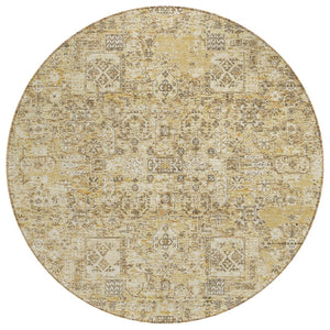 HomeRoots 5' Wheat Beige and Gray Floral Area Rug – Durable, Washable Design for Indoor and Outdoor Spaces 8' Round 578234