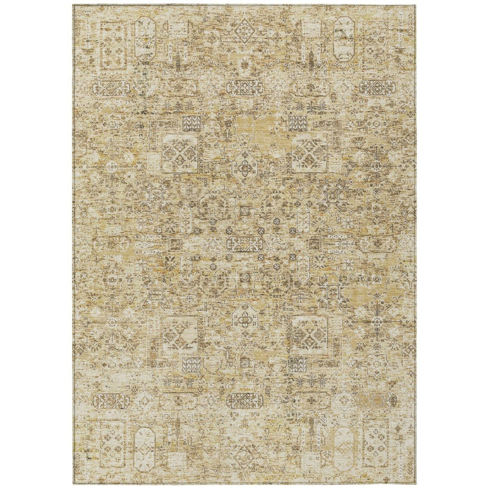 HomeRoots 5' Wheat Beige and Gray Floral Area Rug – Durable, Washable Design for Indoor and Outdoor Spaces 8' X 10' 578235