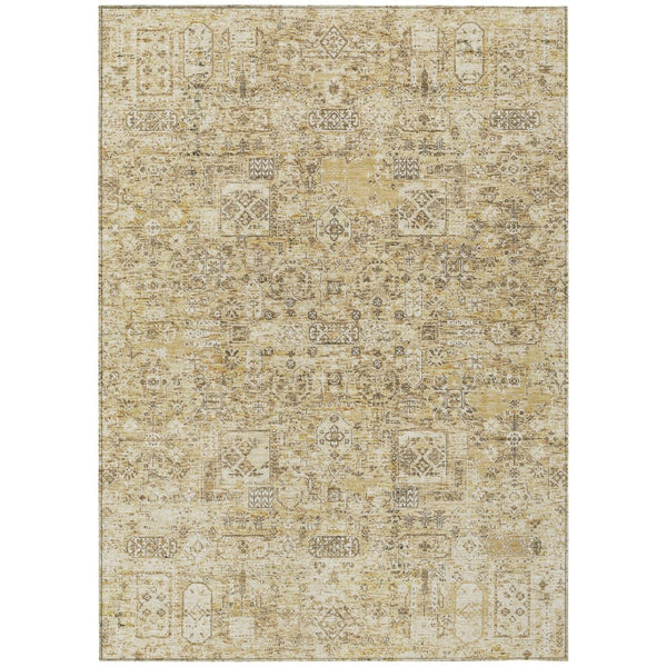 HomeRoots 5' Wheat Beige and Gray Floral Area Rug – Durable, Washable Design for Indoor and Outdoor Spaces 8' X 10' 578235