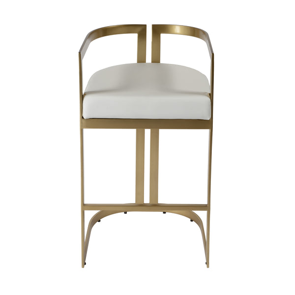 Clarence Faux Leather & Metal Bar Height Stool 5782402 White Butler Specialty