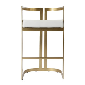 Clarence Faux Leather & Metal Bar Height Stool 5782402 White Butler Specialty