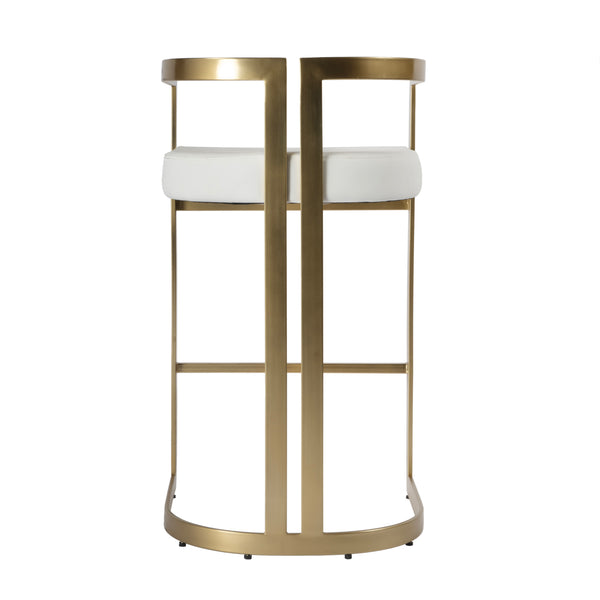 Clarence Faux Leather & Metal Bar Height Stool 5782402 White Butler Specialty