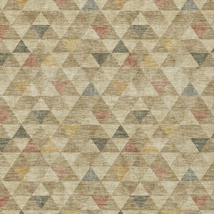 Homeroots 3' Beige Tan And Taupe Geometric Washable Area Rug For Indoor And Outdoor Spaces - Durable Design 9' X 12' Polyester 578242