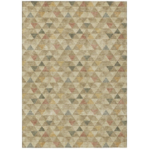 HomeRoots 5' Geometric Beige Tan Taupe Area Rug - Durable, Washable, Indoor/Outdoor Decor for Modern Living Spaces 10' X 14' 578243