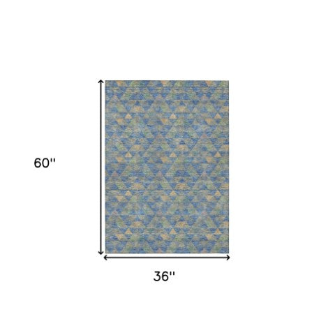 Homeroots 3' Beige Tan And Taupe Geometric Washable Area Rug For Indoor And Outdoor Spaces - Durable Design 3' X 5' Polyester 578244